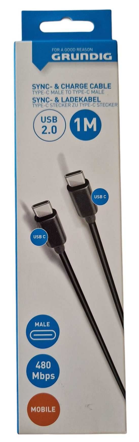 Kabel do synchronizacji i ładowania typ C wejście C czarny