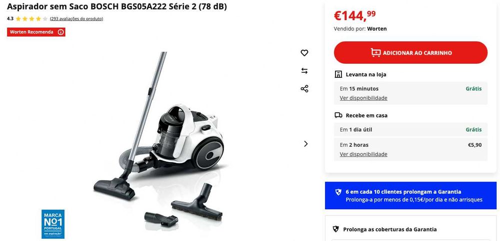 Aspirador sem Saco BOSCH Série 2 Parquet