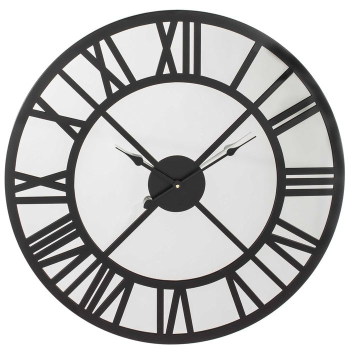 Zegar Ścienny Czarny Okrągły Rzymski Duży Retro Loft Vintage 152789