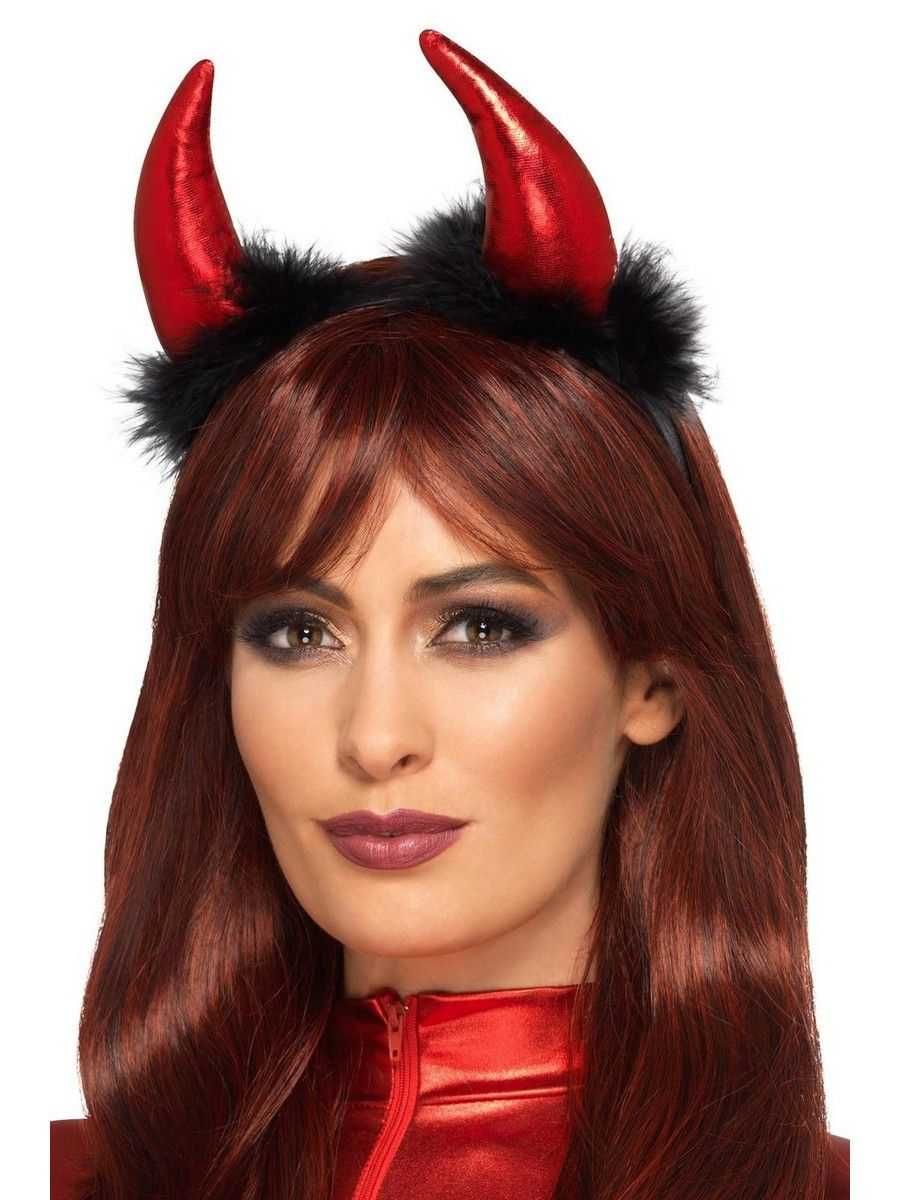 OPASKA 2szt rogi diabła metaliczne na futerku Hallowen na imprezy s197