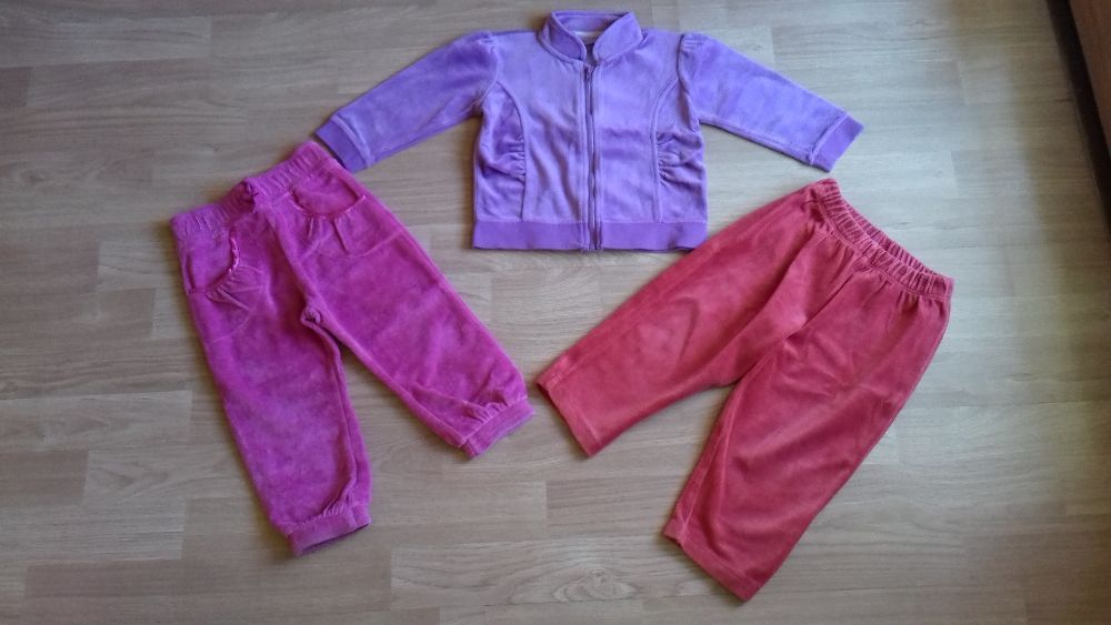 Bluza i 2 pary spodenek welurowych dla dziewczynki rozmiar 80