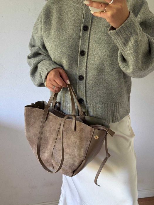 Torebka Gallantry Paris shopper beżowa zamsz zamszowa eco taupe HIT