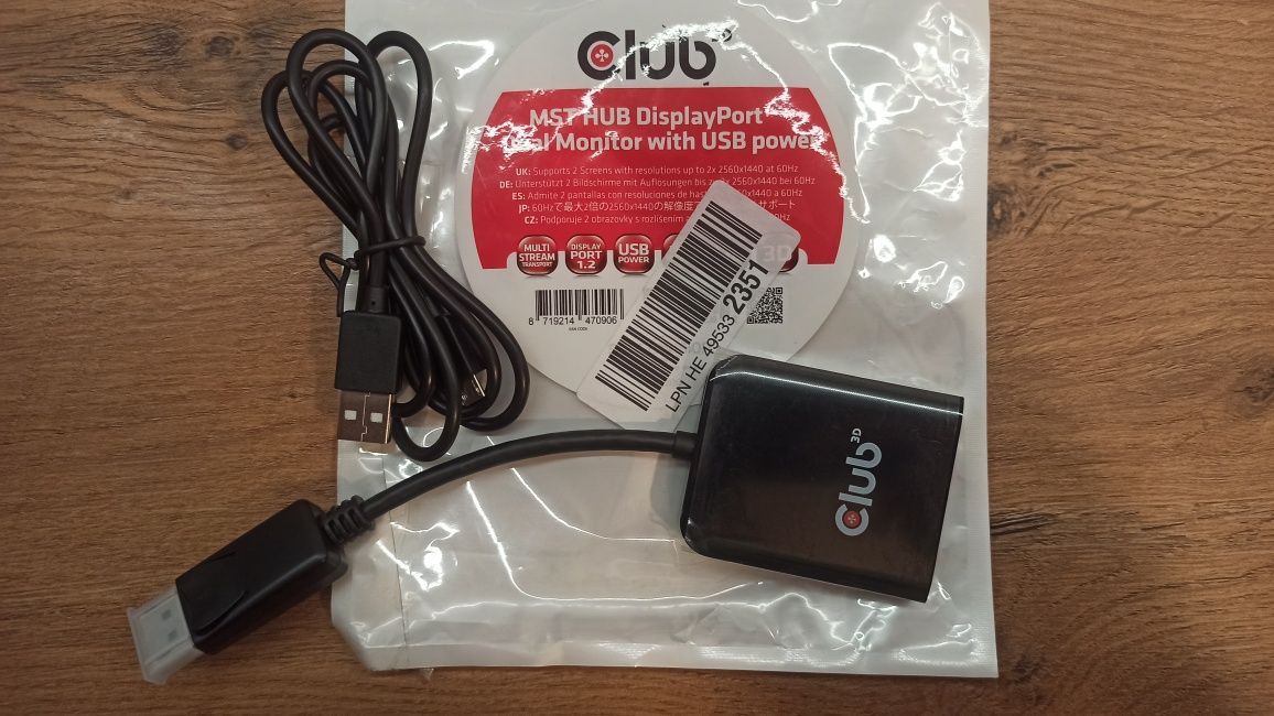 Club 3D MST Hub DisplayPort Dual Monitor with USB Power