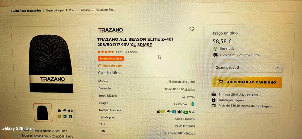 Pneus novos 205/50 R17 93V