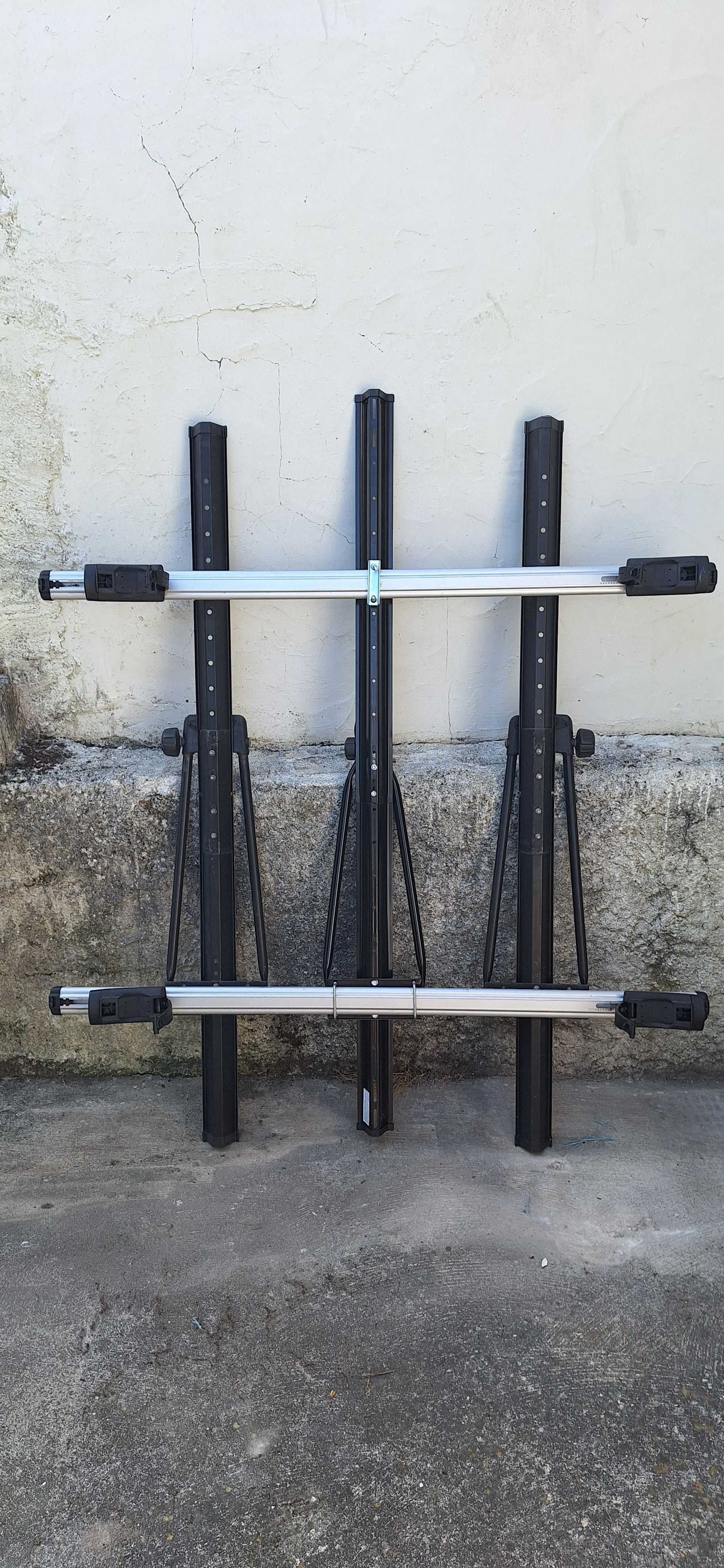 Barras de tejadilho Thule em alumínio com suporte para 3 bicicletas