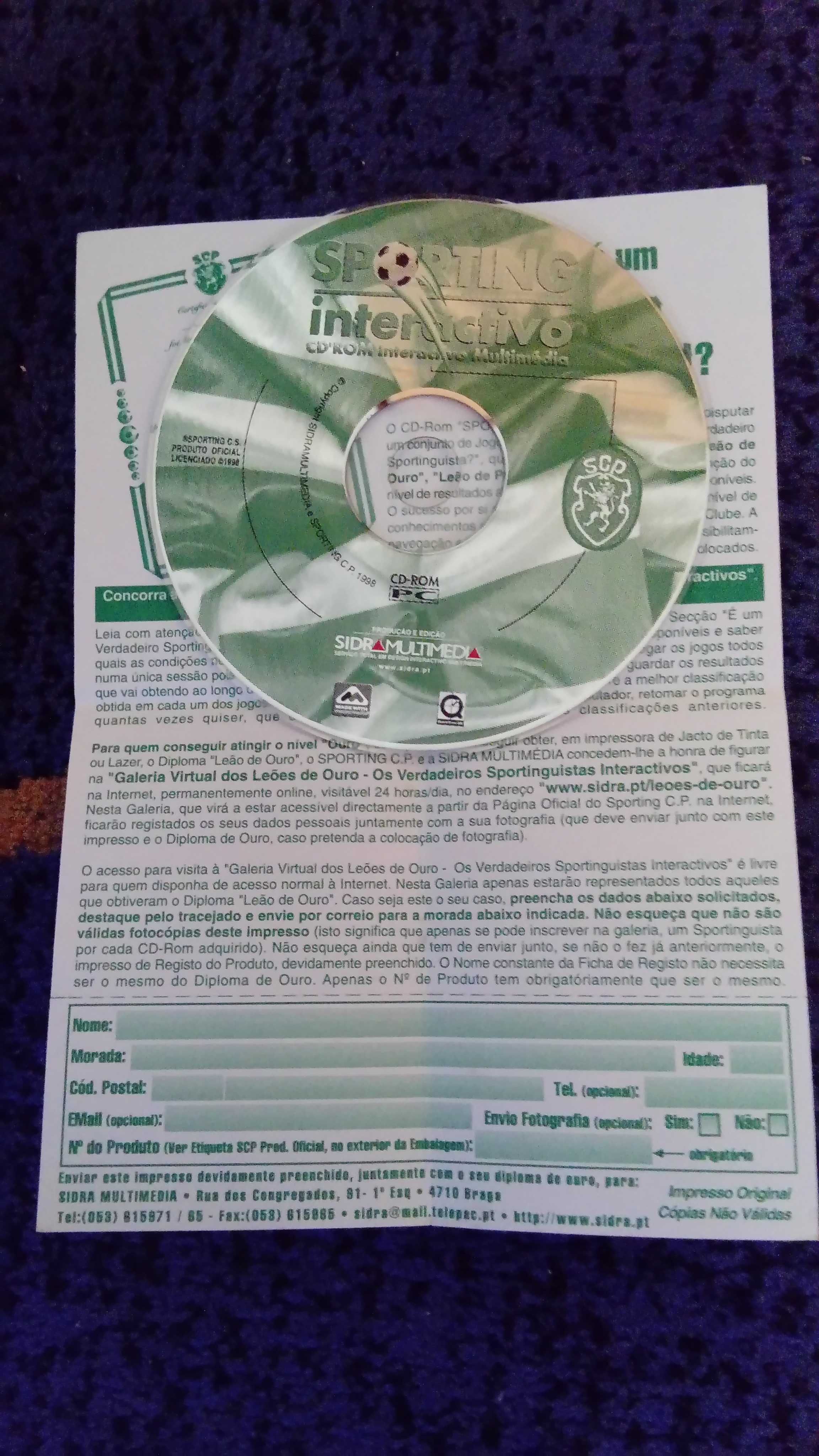 CD interactivo SPORTING (Inclui Diploma Personalizável) (como novo)