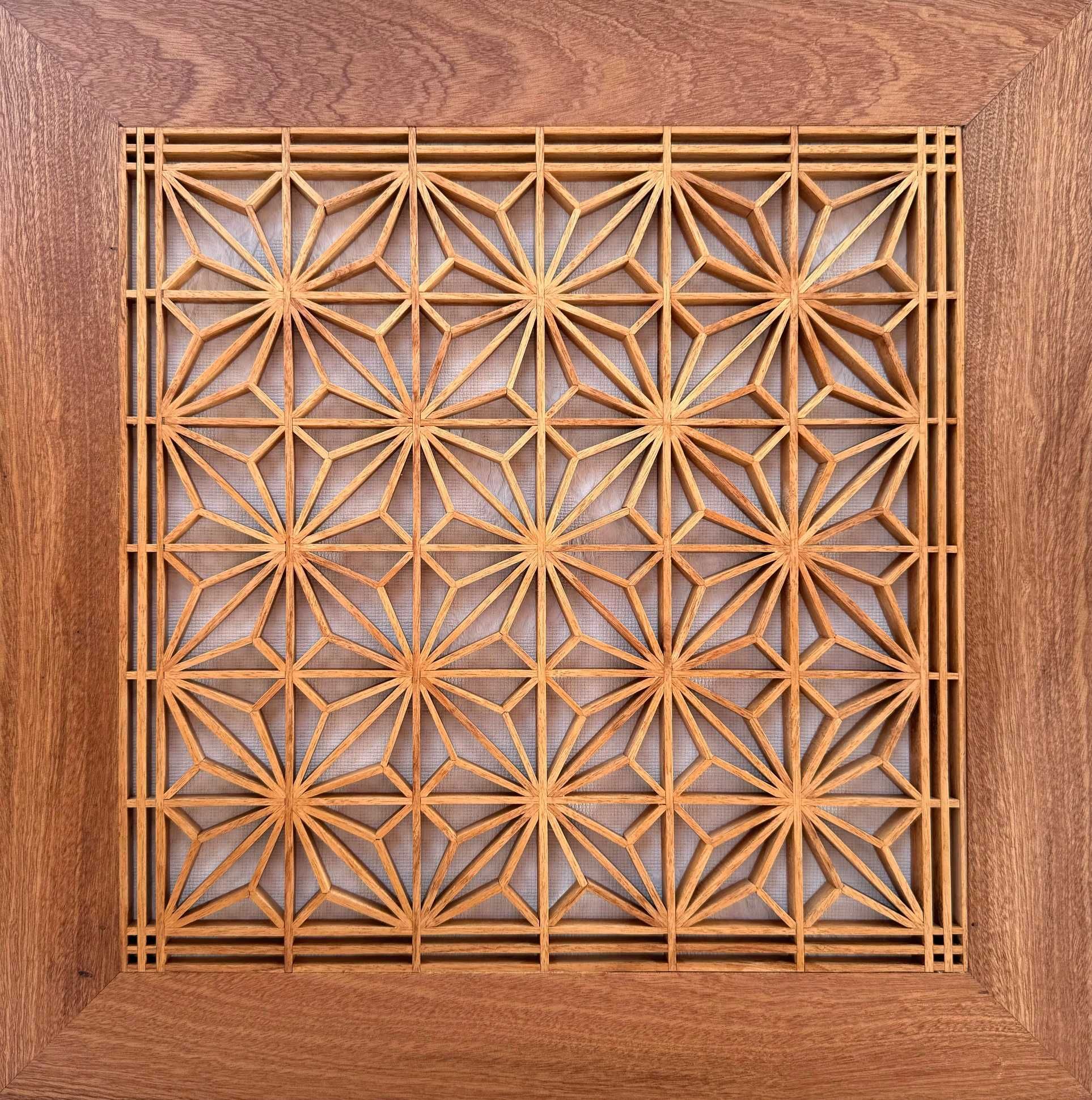 Painel decorativo, arte japonesa kumiko - Asa-no-ha