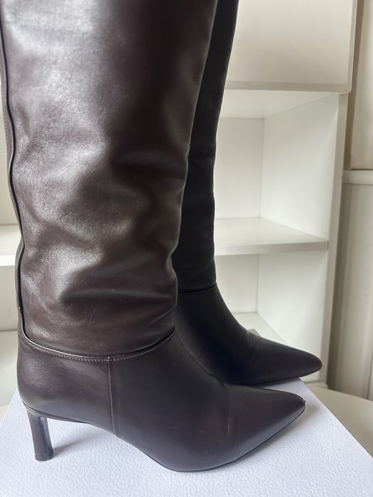 Kozaki massimo dutti skorzane czekoladowe brazowe