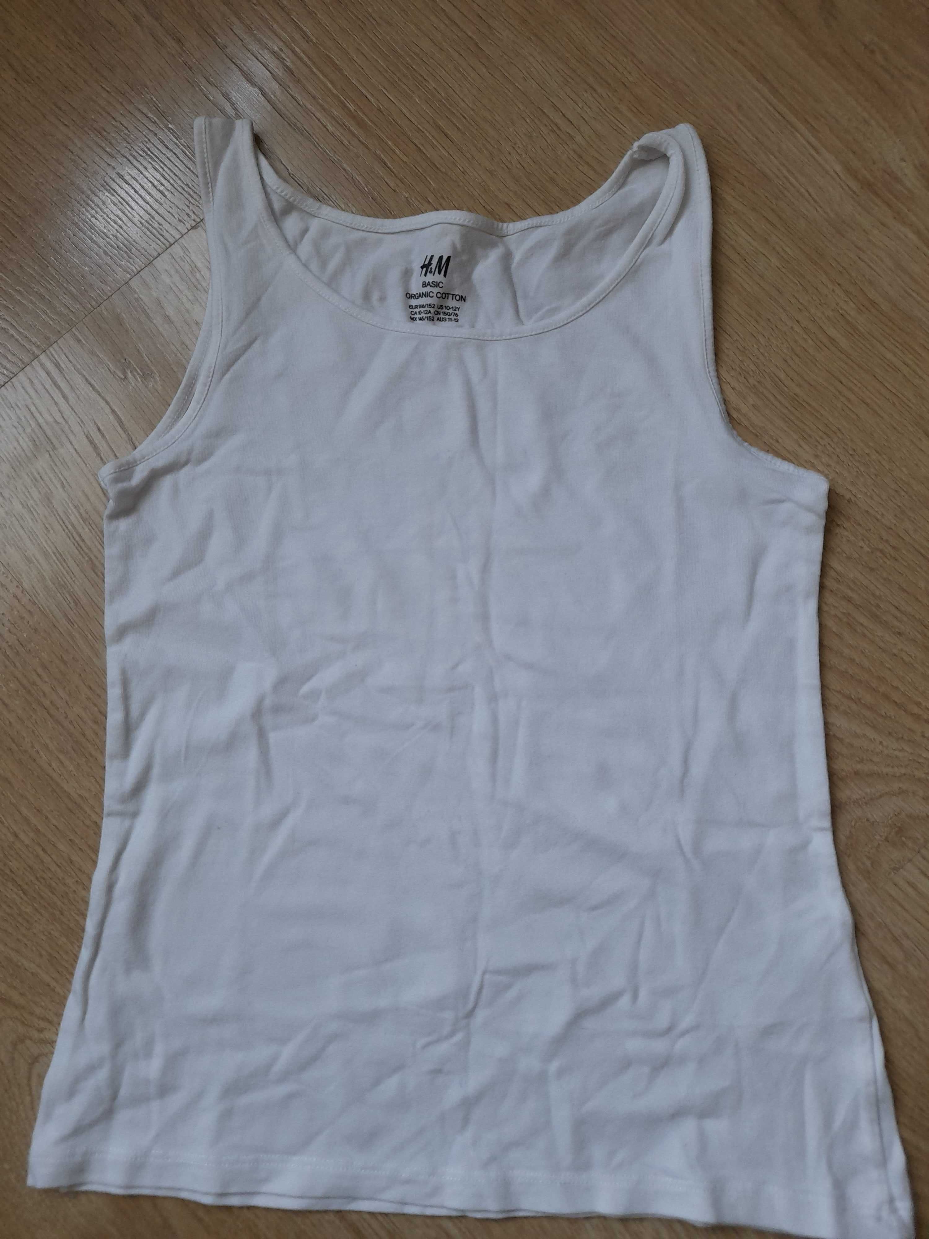 T-shirt dziewczęcy bawełniany  biały na ramiączka H&M roz. 146/152 cm
