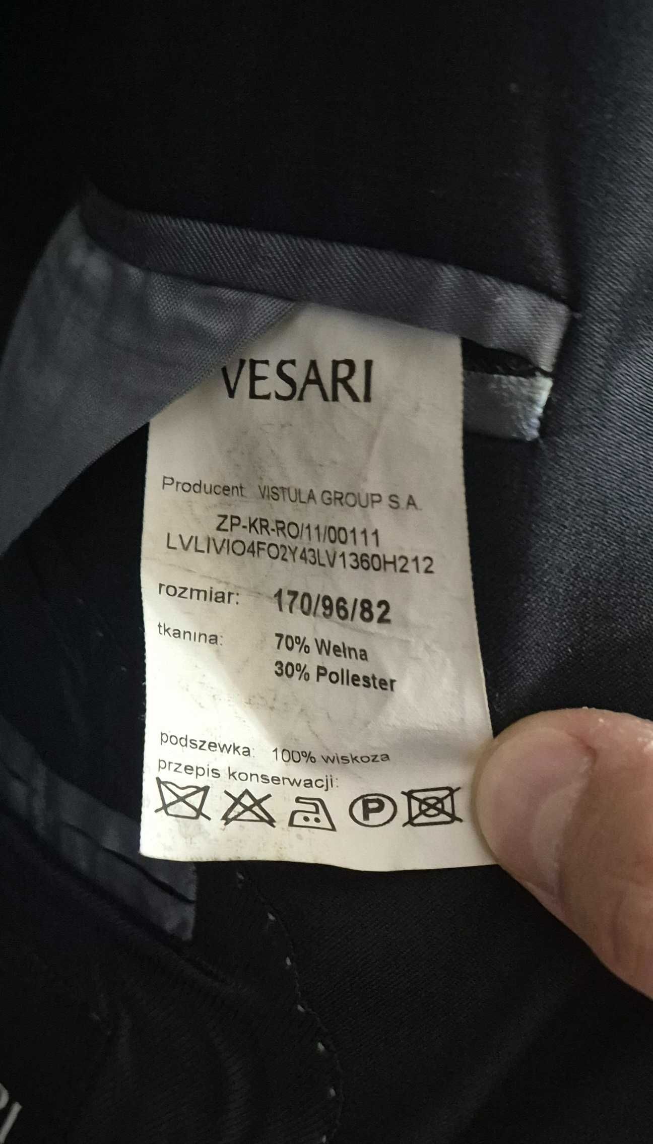 VISTULA Vesari oryginalny garnitur wełniany grafitowy 170/96/82