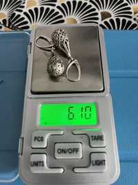 Stare antyczne srebrne kolczyki waga 6.1 gram.