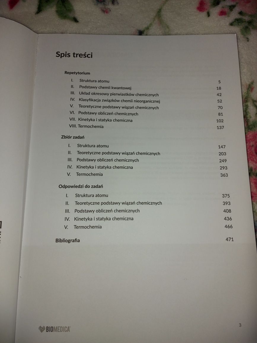 Zbiór zadań część 1 chemia Biomedica, matura 2023 - 2025