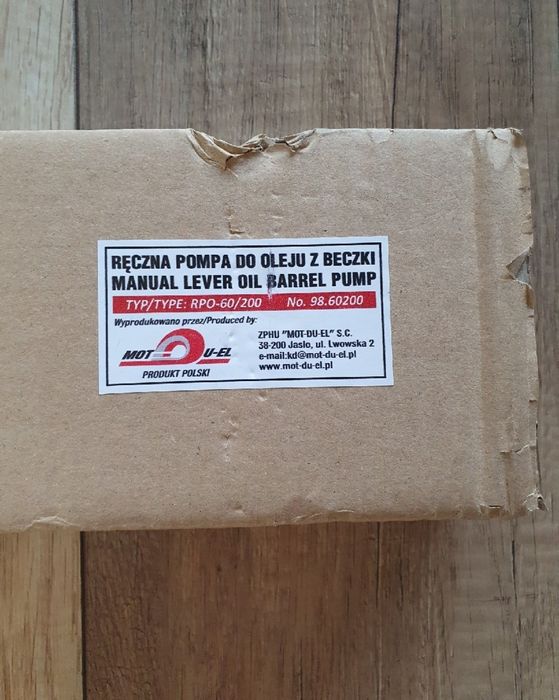 Pompa tłokowa ręczna do oleju z beczki TYP RPO-60/200 Quartz Engine Oi