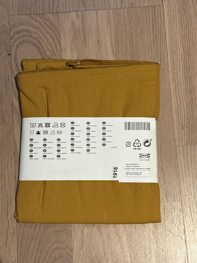 musztardowe/złoto-żółte ikea GURLI poszewki na poduszki 50 x 50 cm