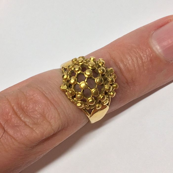 Złoty PIERŚCIONEK 585 14K cudowna AŻUROWA forma r.13