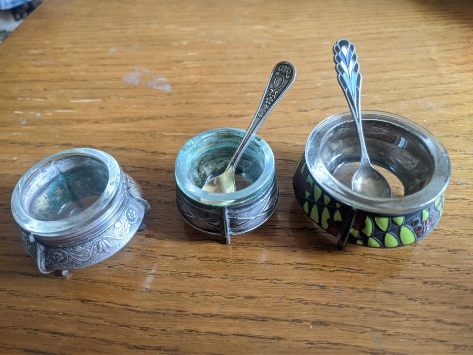 Солонка-горчичница мельхиор