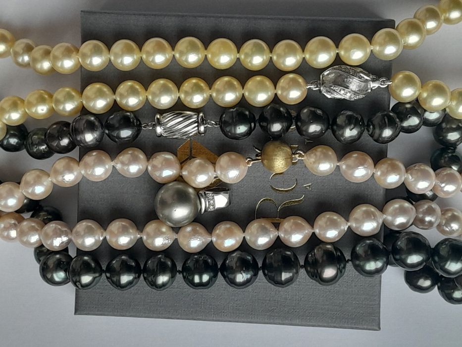 Naszyjnik Złoto 585  Perły Akoya Certyfikat