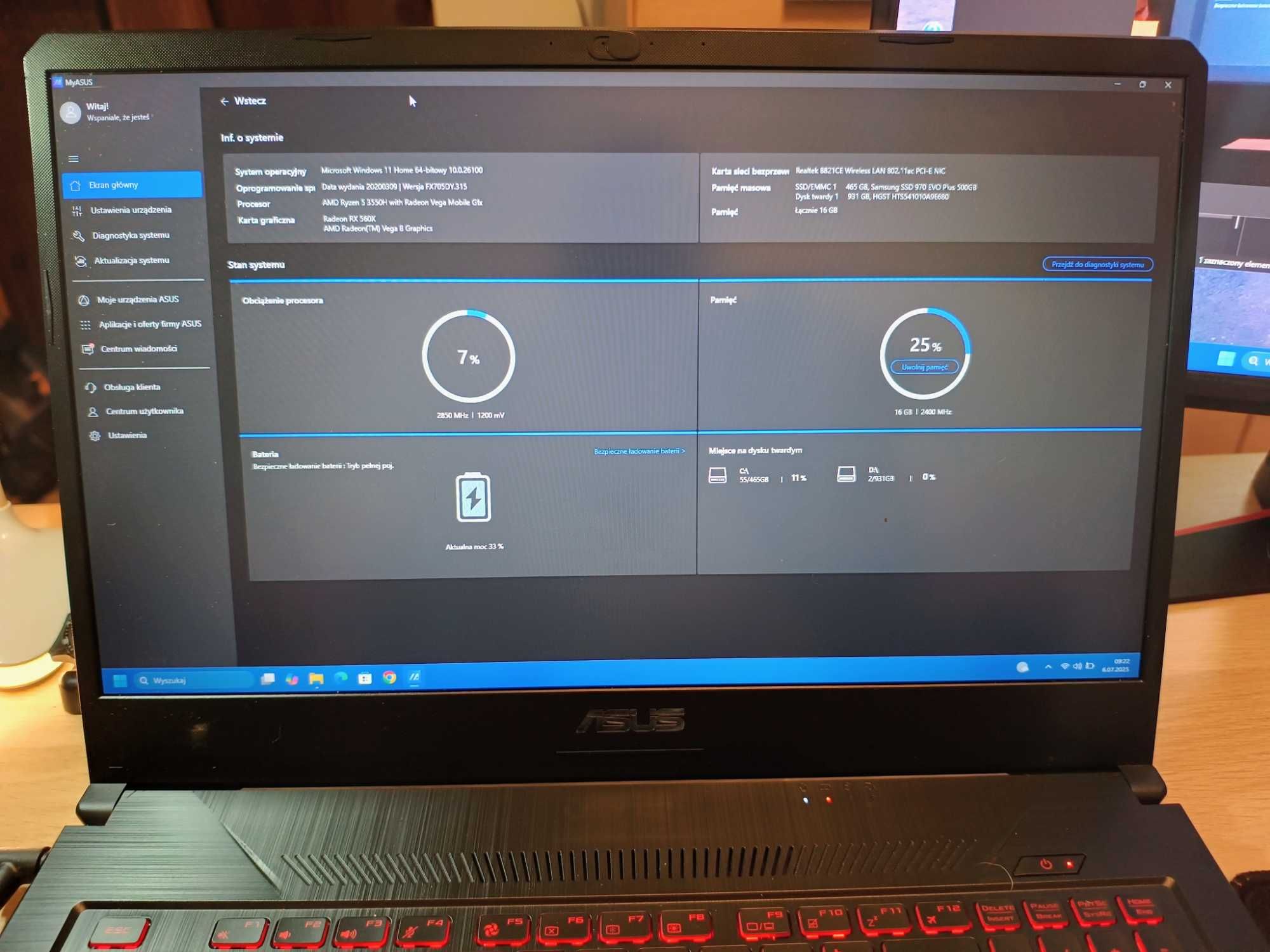 Laptop ASUS TUF Gaming FX705DY R5-3550H/16GB/512GB+1TB