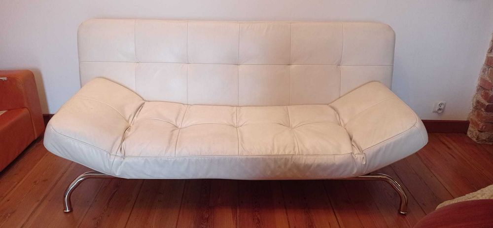 Kanapa rozkładana Ekoskóra Biała