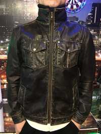 Куртка кожаная потёртая байк брендовая unisex