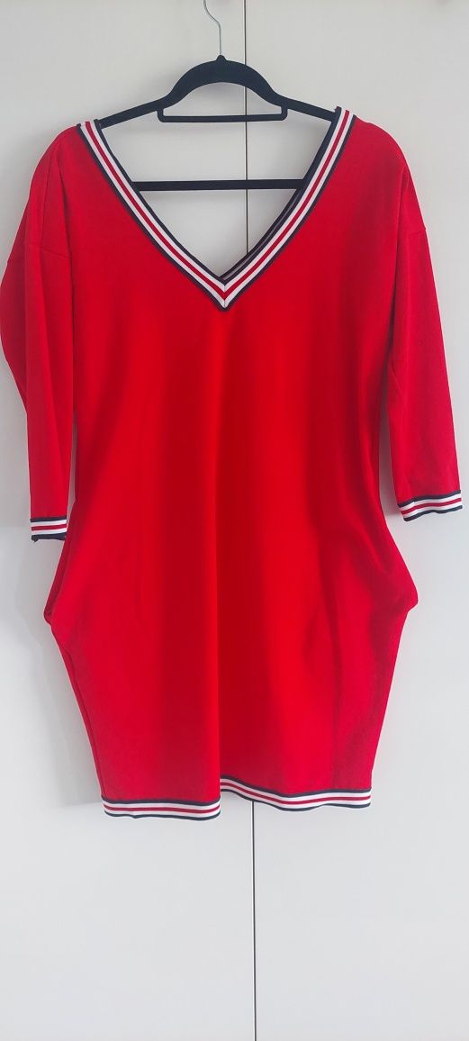 Sportowa sukienka tuba, kolor czerwony, rozm. XL