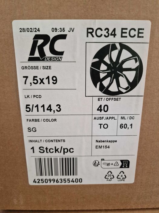 NOWE alufelgi TOYOTA 19" 5x114,3 Auris Corolla RAV-4 Previa - Czarne