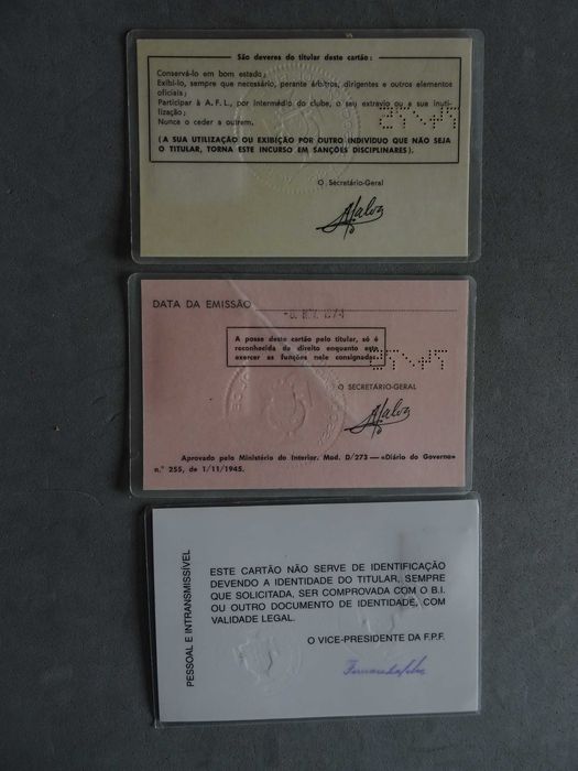 Cartão Associação Futebol de Lisboa, Federação Portuguesa de Futebol