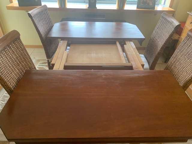 Mesa quadrada rustica extensível
