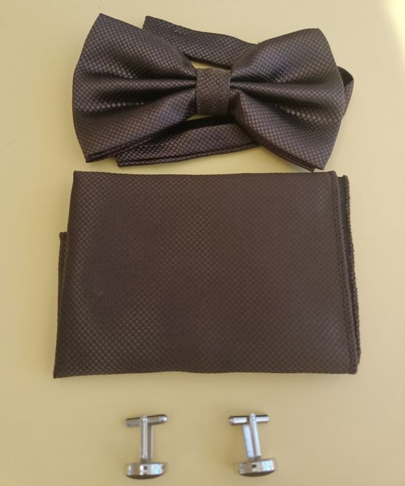 Zestaw męski mucha,spinki,poszetka