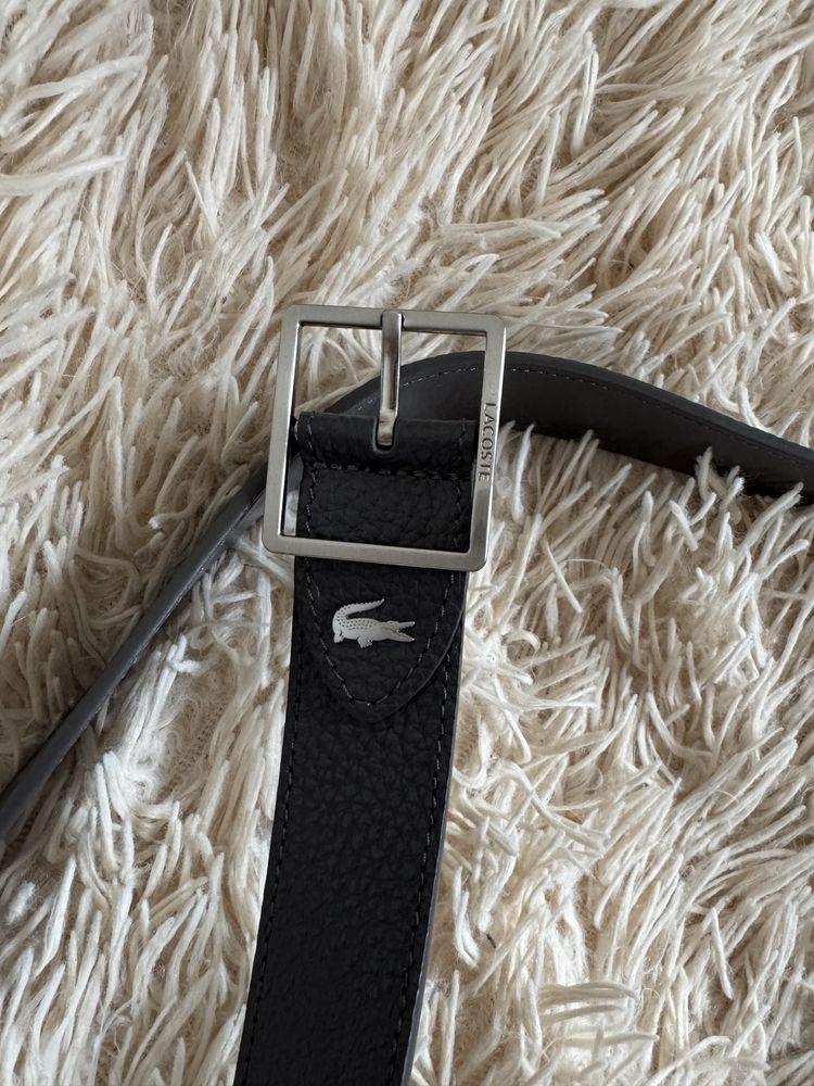 Pasek Lacoste szary