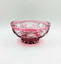 Misa kryształowa szklana rubinowa szkło antyk retro szlifowane design