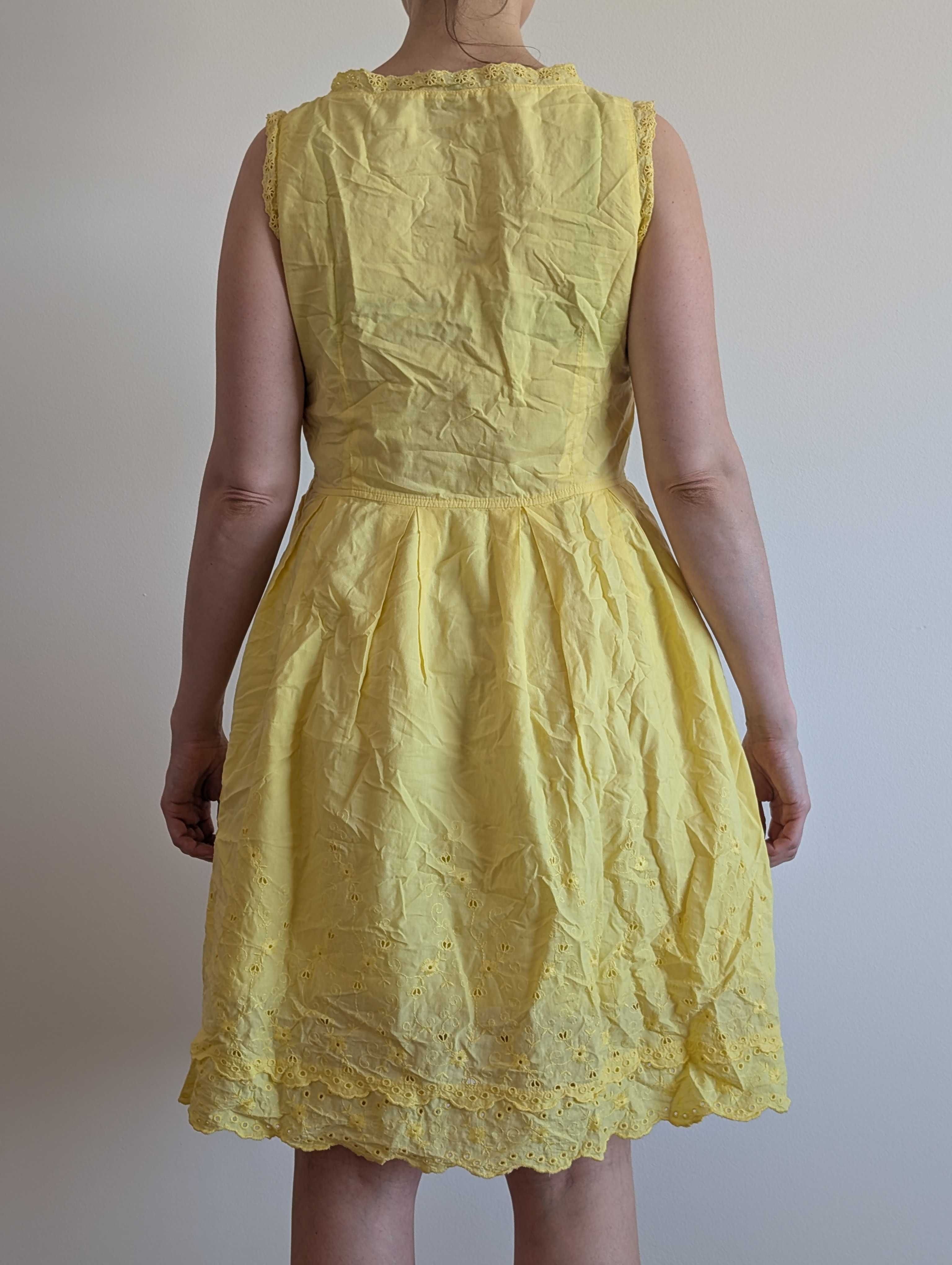 Vestido Benetton romântico 100% algodão com bordado inglês, NOVO!!