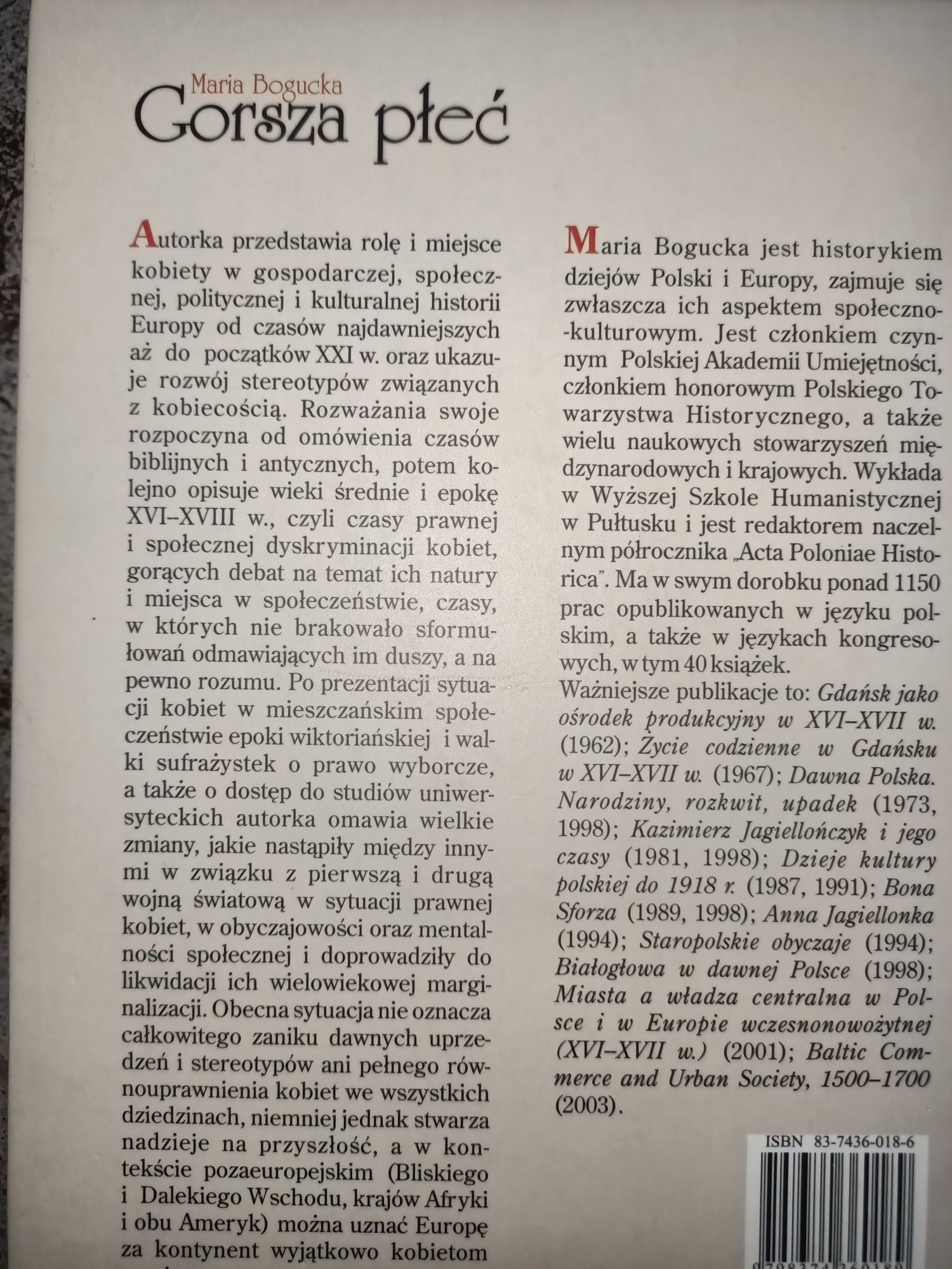 Gorsza płeć Maria Bogucka