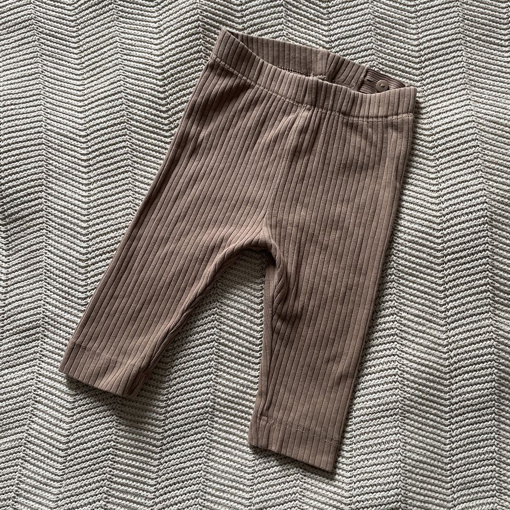 H&M prążek getry legginsy spodnie brąz 95% bawełna 5% elastan 62