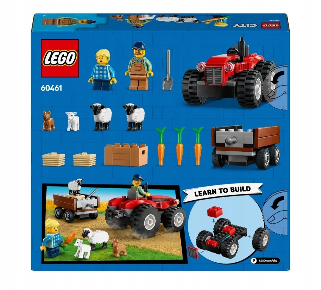 LEGO 60461 City - Czerwony traktor z przyczepą i owcą Wieś Rolnik