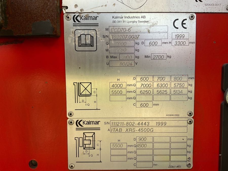 Kalmar ECD70-6 2 sekcje hydrauliczne 5,5m 7t wózek widłowy elektryczny