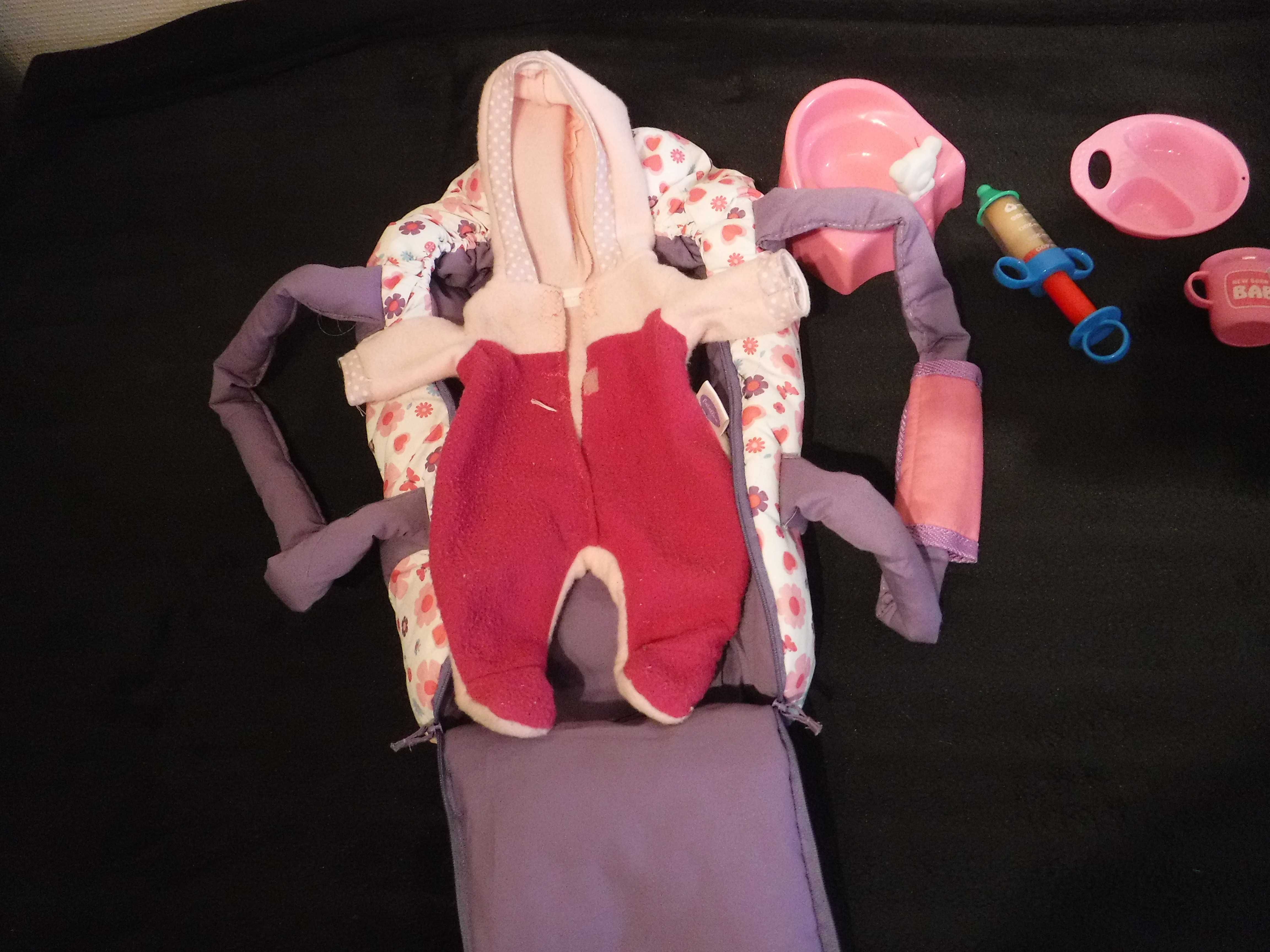 Krzesełko  , nosidełko  i kombinezon dla lalki Bobas \ Baby Born   < P