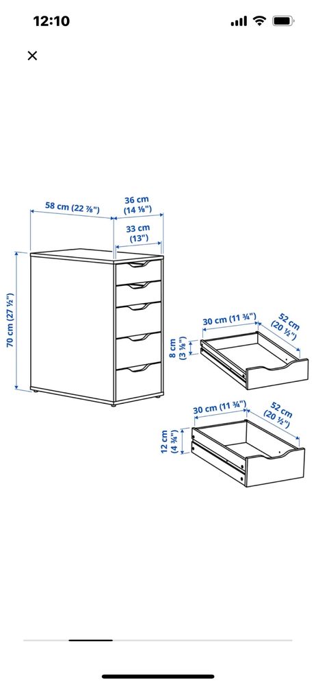 Komoda Alex Ikea do biurka pod blat ciemnoszary