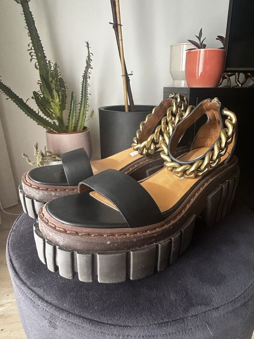 Stella McCartney Black Chain Falabella Platform Sandals