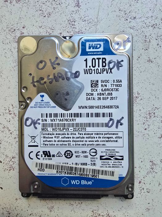 Disco Rígido 1 Tera WD Blue 2.5 Novo