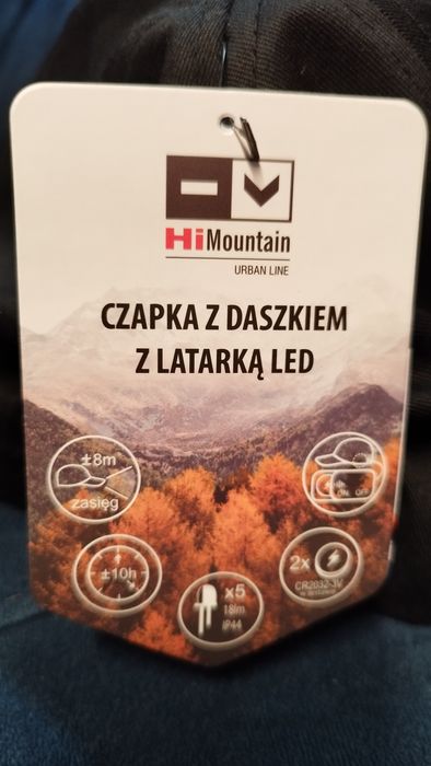 HiMountain Czapka z daszkiem z latarką led czarna