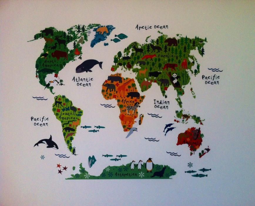 Vinil Mapa Mundo Quarto Criança - Oferta do aplicador (Novo)