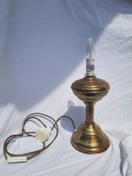 Lampa złota stara vintage stołowa nocna mosiądz