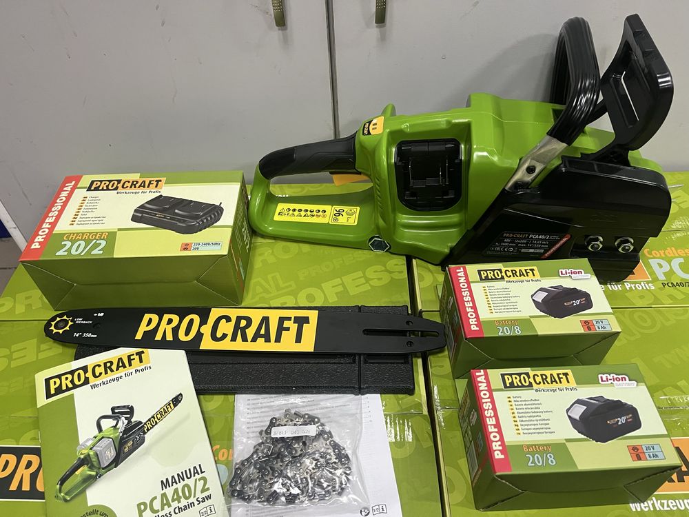 8 А/г Акумуляторна пила PROCRAFT PCA40/2/ 2Акб 8А/г/ ланцюг/шина35см
