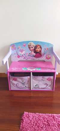 Banco, escrivaninha e caixa de brinquedos 3 em 1 Frozen