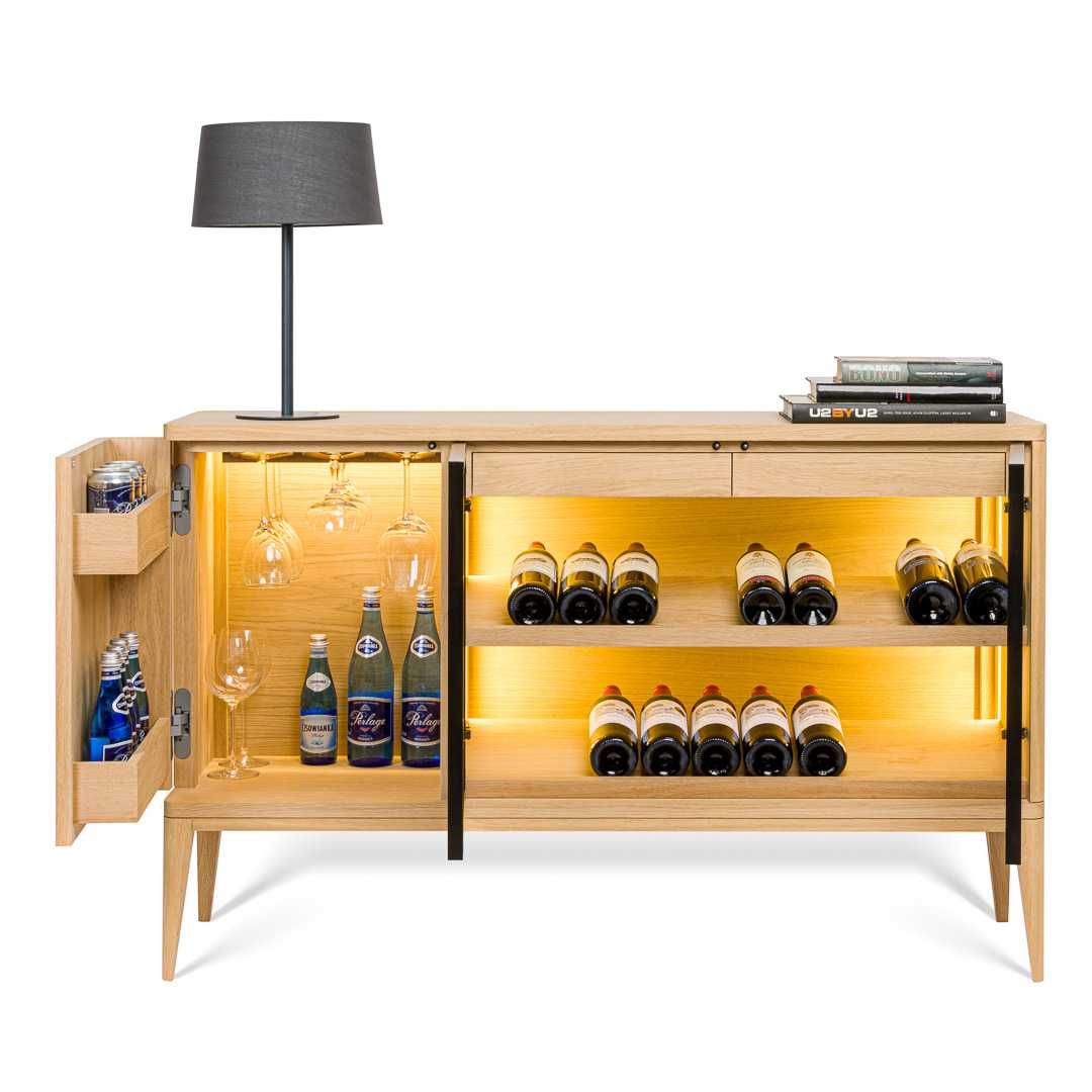 Barek z drewna dębowego 132x40x85cm