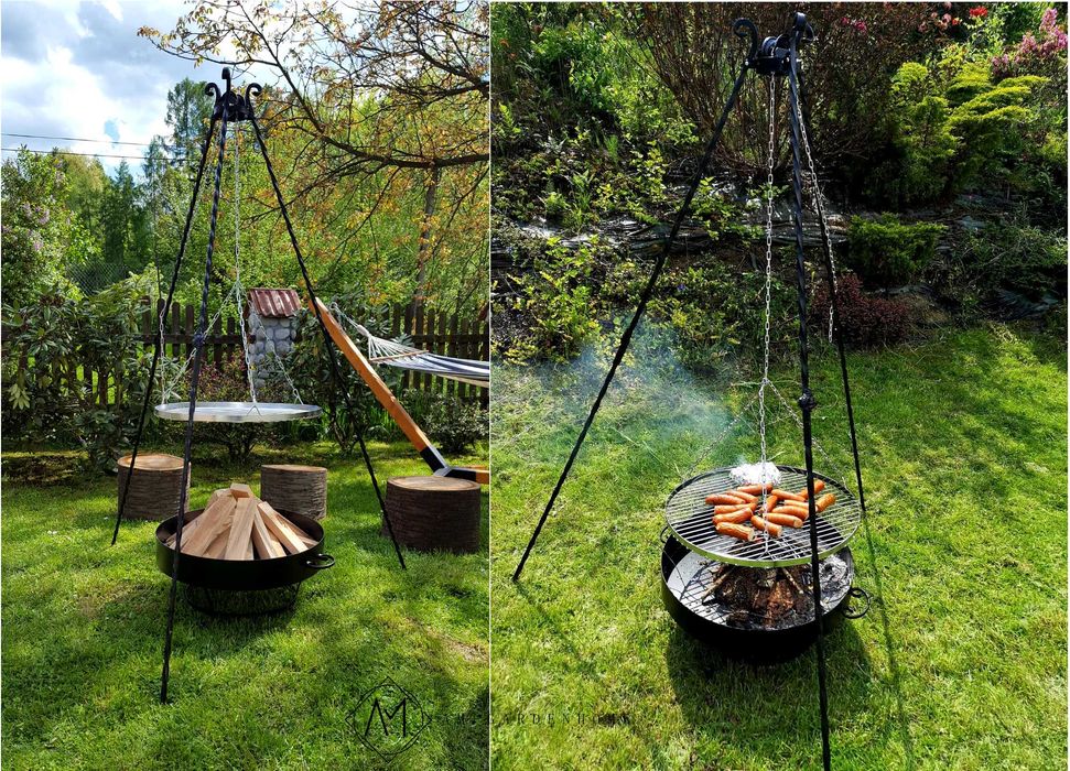 Grill ogrodowy  Kompletny zestaw TRÓJNÓG KUTY + PALENISKO + RUSZT