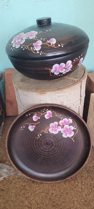 Набір посуду з червоної глини "До плову  " сакура .Пловниця