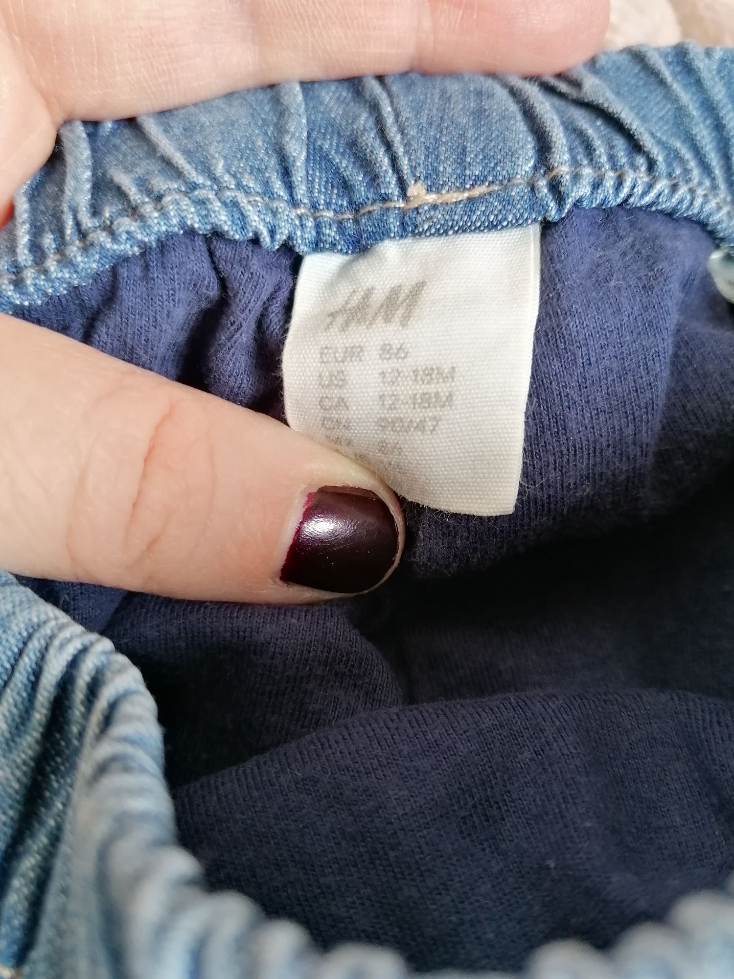 Spodnie jeansowe H&M r. 86, haremki ocieplane, jesienne, ciepłe