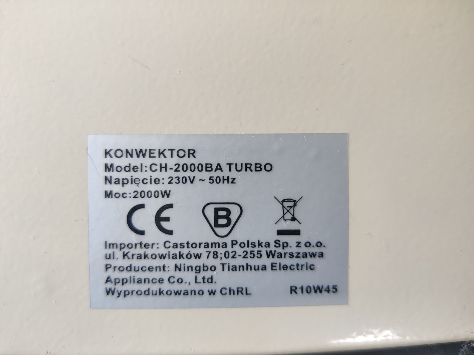 20 sztuk Grzejnik konwektorowy 2000 W model CH-2000BA TURBO